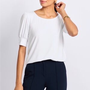 Staccato Stitch Fix White Puff-Sleeve Scoop Neck Tee